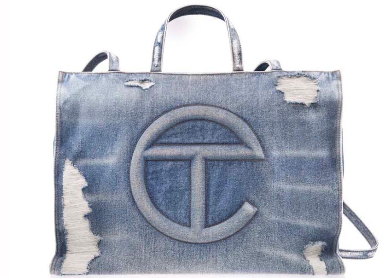 Telfar Large Shopping Bag Distressed Blauw
