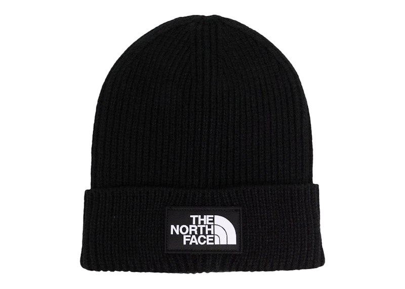 The North Face Logo Patch Ribbed Beanie Zwart