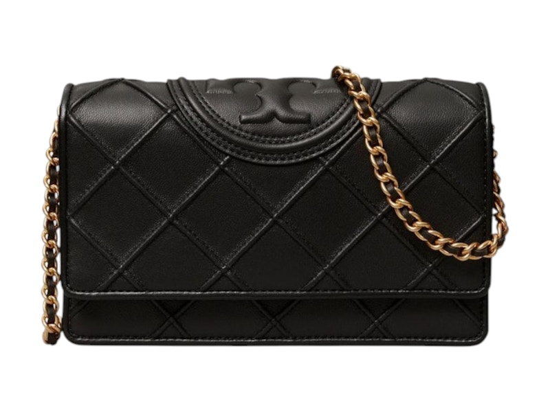 Tory Burch Fleming Chain Wallet Zwart