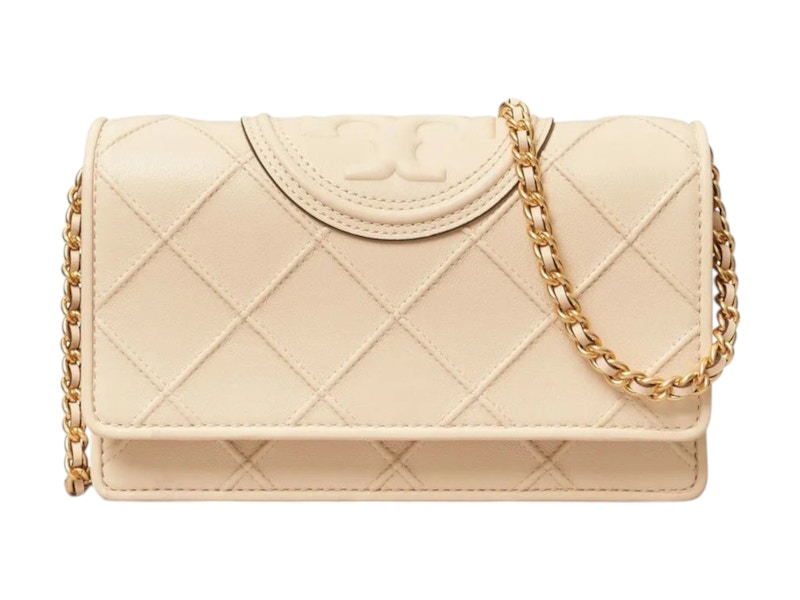 Tory Burch Fleming Chain Wallet New Creme