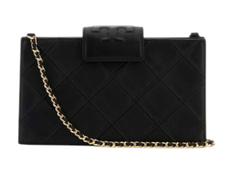 Tory Burch Fleming Mini Chain Wallet Zwart