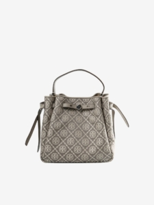 Tory Burch Romy T Monogram Bucket Bag Grijs