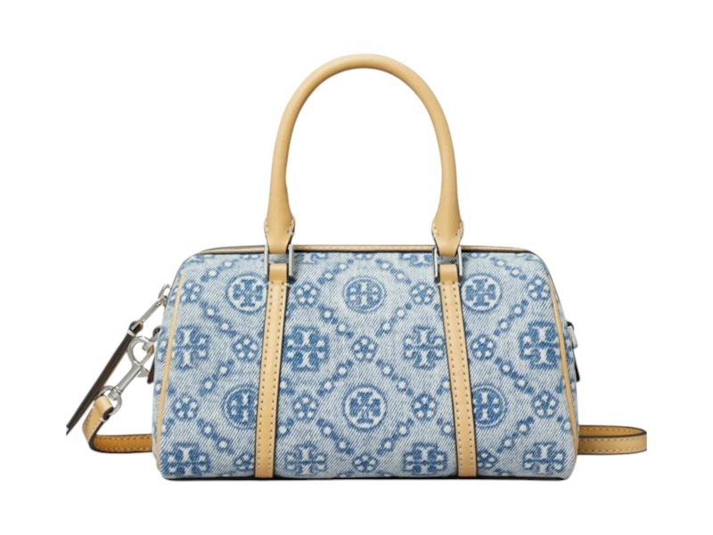 Tory Burch T Monogram Mini Barrel Bag Powder Blauw
