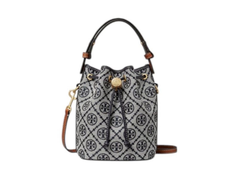 Tory Burch T Monogram Mini Bucket Bag Blauw