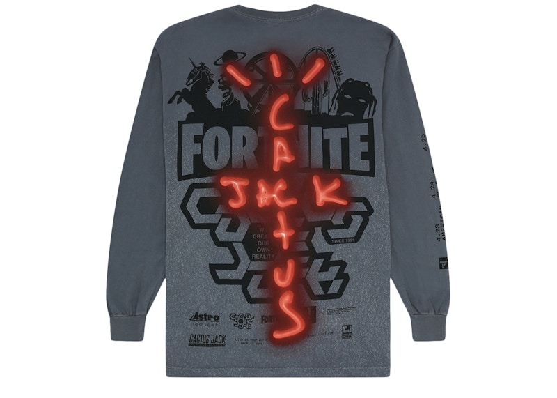 Travis Scott Back Bling /S Tee Washed Grijs