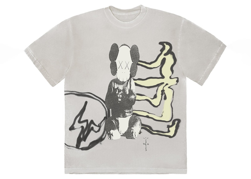 Travis Scott Cactus Jack + Kaws For Fragment Tee Aged Geel