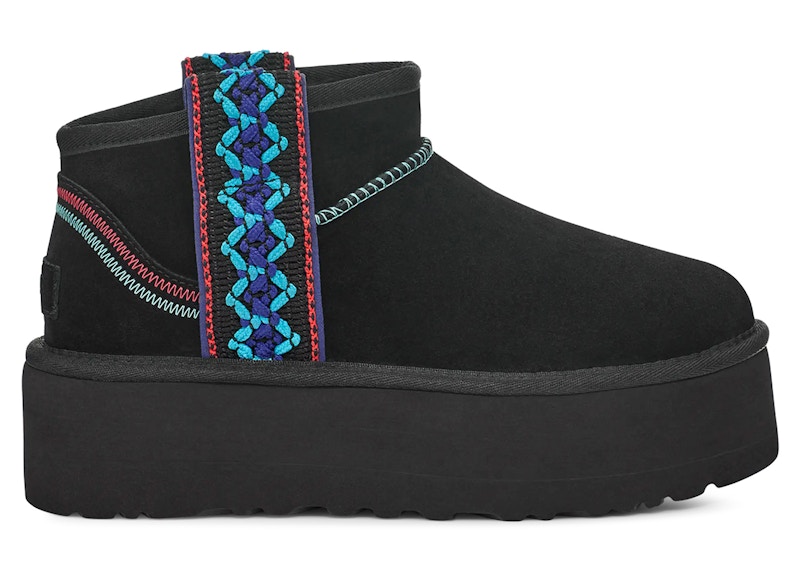 UGG Classic Ultra Mini Braid Platform Boot Zwart