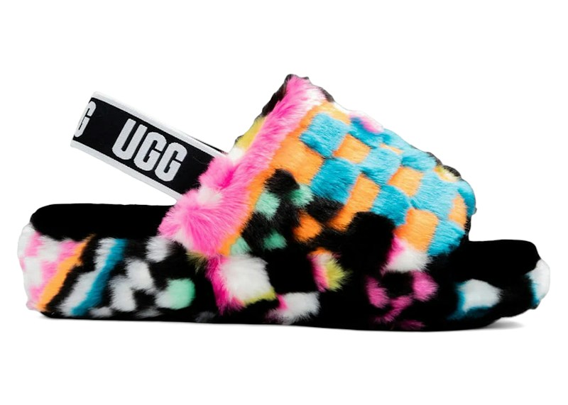 UGG Fluff Yeah Slide Checks Multi Multicolor