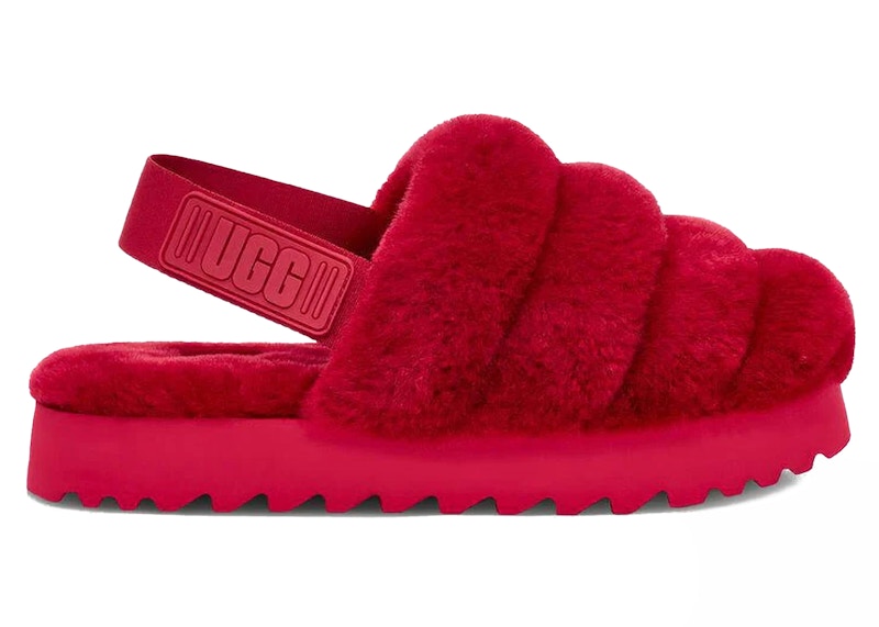UGG Super Fluff Slipper Ribbon Rood