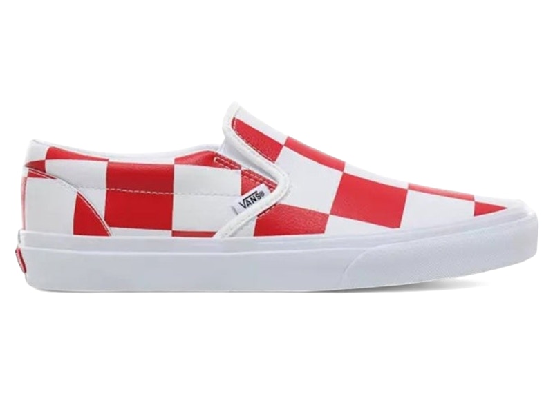 Vans Classic Slip-On Leather Check Racing Rood