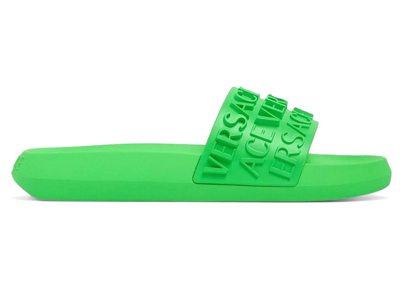 Versace Allover Logo Slides Bright Groen