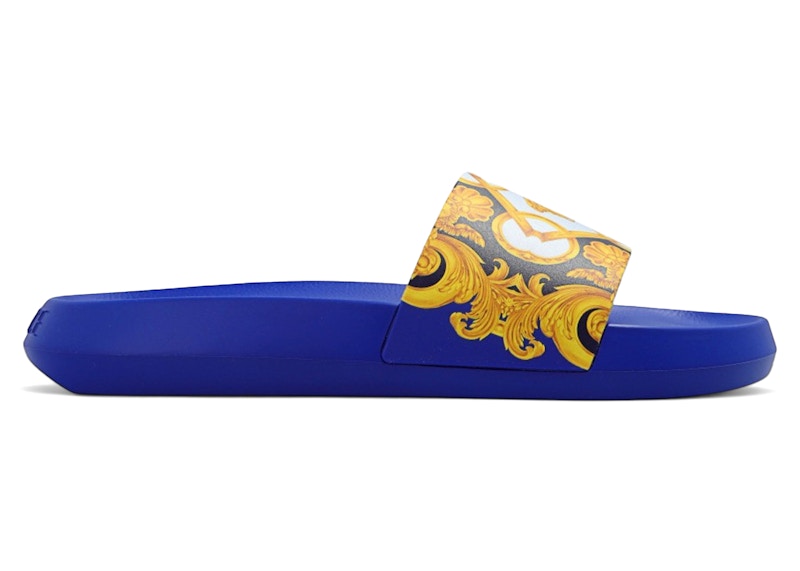 Versace Baroque Pool Slide Blauw