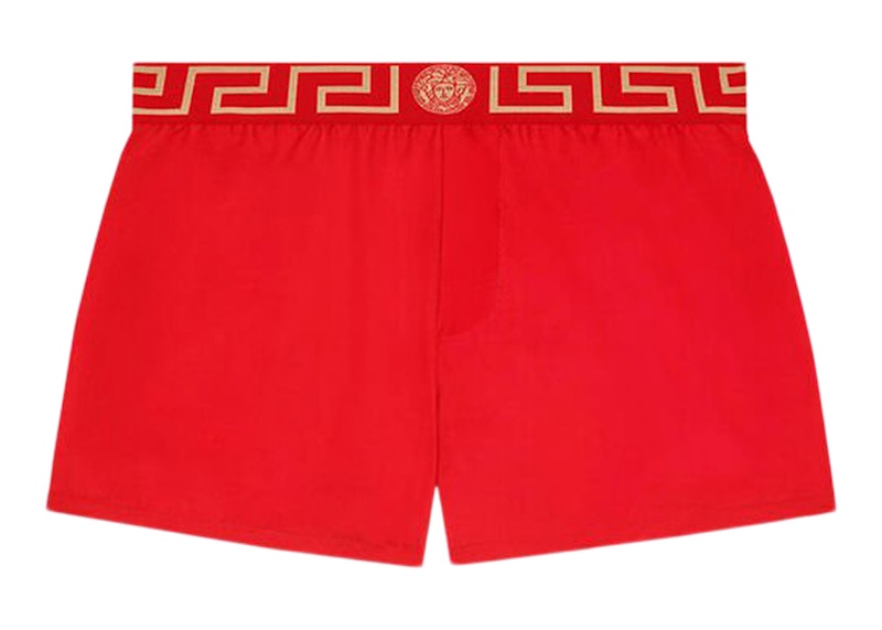 Versace Greca Border Swim Shorts Rood