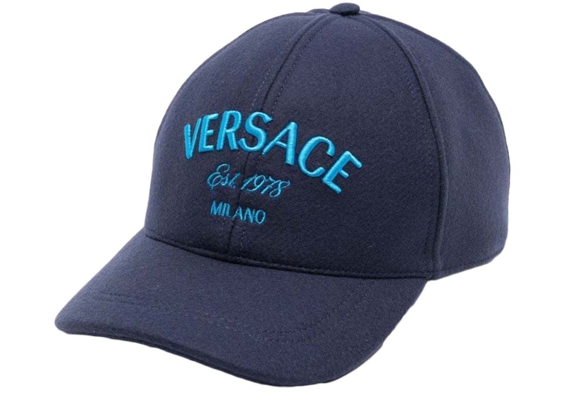 Versace Logo Embroidered Baseball Cap Blauw