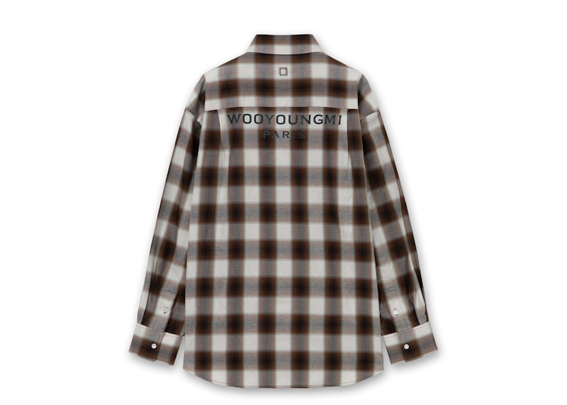 Wooyoungmi Back Logo Check Shirt Bruin