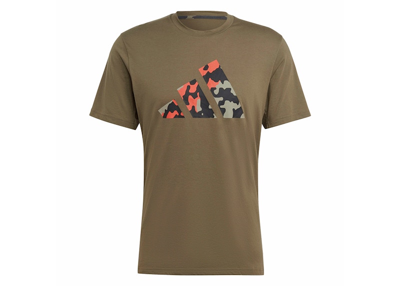 adidas Train Essentials Seasonal Logo Training Tee Strata Olijf