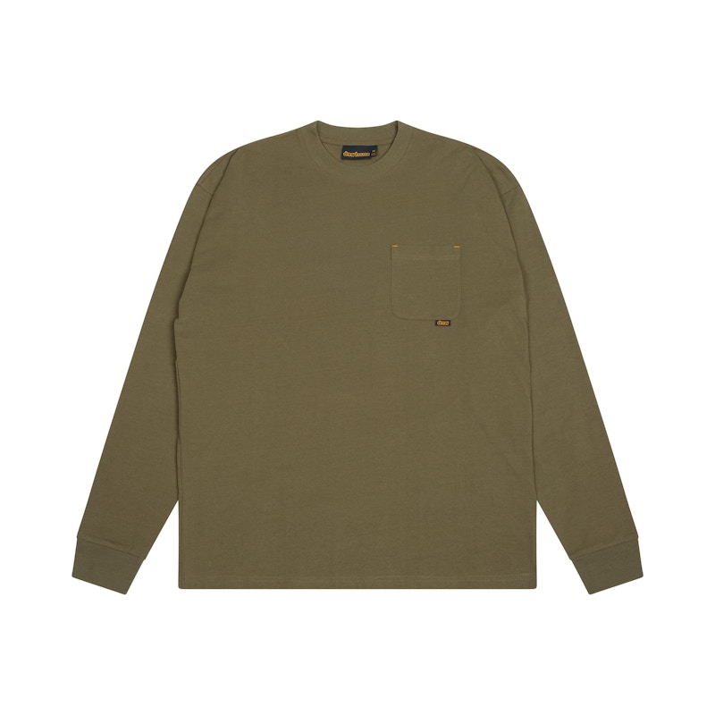 drew house basic l/ pocket tee midnight Olijf