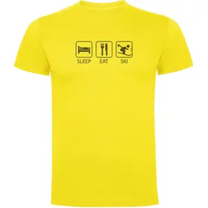 Kruskis Sleep Eat And Ski T-shirt Met Korte Mouwen Geel