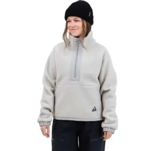 Jones Campfire Recycled Sherpa Sweatshirt Met Halve Rits Grijs