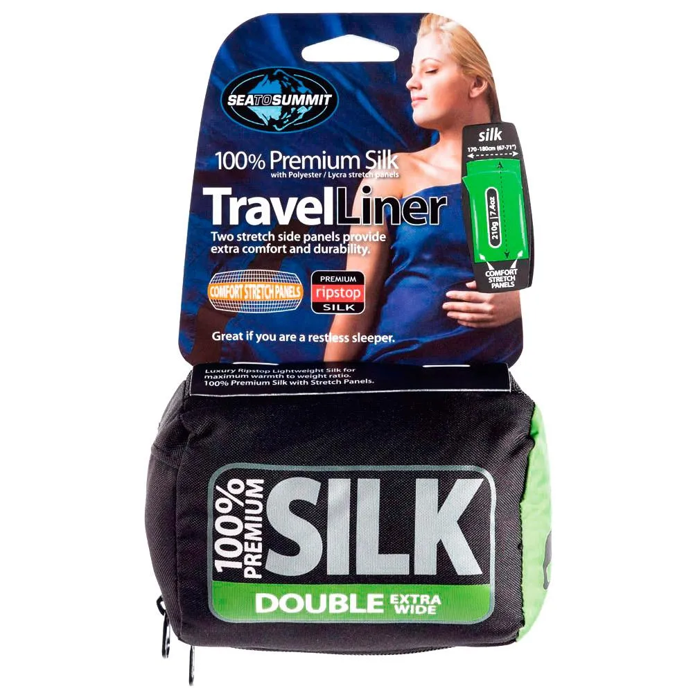 Sea To Summit Premium Silk Double Rectangular Voering Blauw
