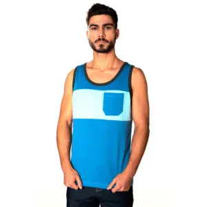 Snap Climbing Two-colored Pocket Mouwloos T-shirt Blauw