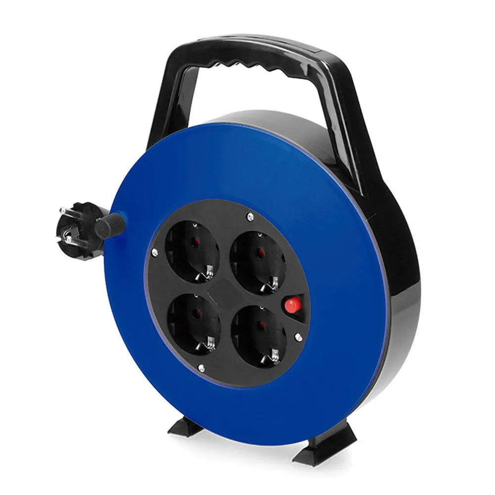 Edm 4 Plugs Kabelhaspel 10 M Blauw
