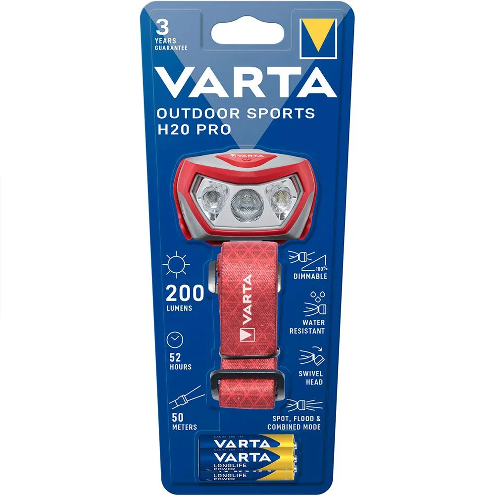 Varta H20 Pro Koplamp Rood