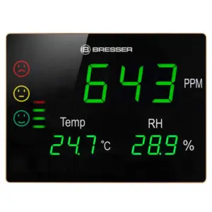 Bresser Co2-meetinstrument Smiley-verkeerslichten Extra Groot Led-scherm Zwart