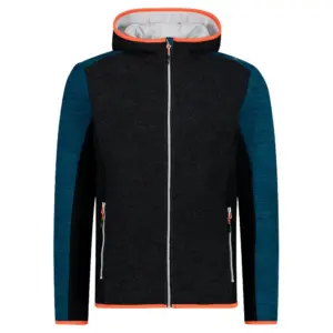 Cmp 31m1857 Fix Hood Fleece Met Volledige Rits Deep Lake Mel.