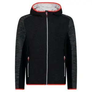 Cmp 31m1857 Fix Hood Fleece Met Volledige Rits Piombo Melange