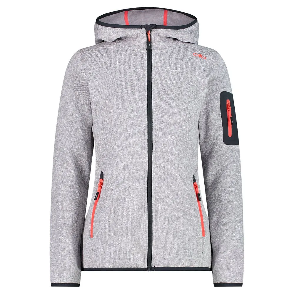 Cmp 3h19826 Fleece Met Kap Zilver