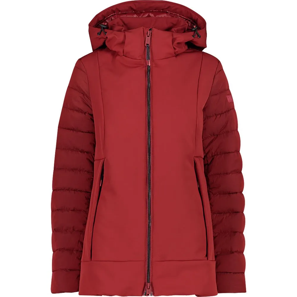 Cmp Long Zip Hood 32k1516 Softshelljack Rood
