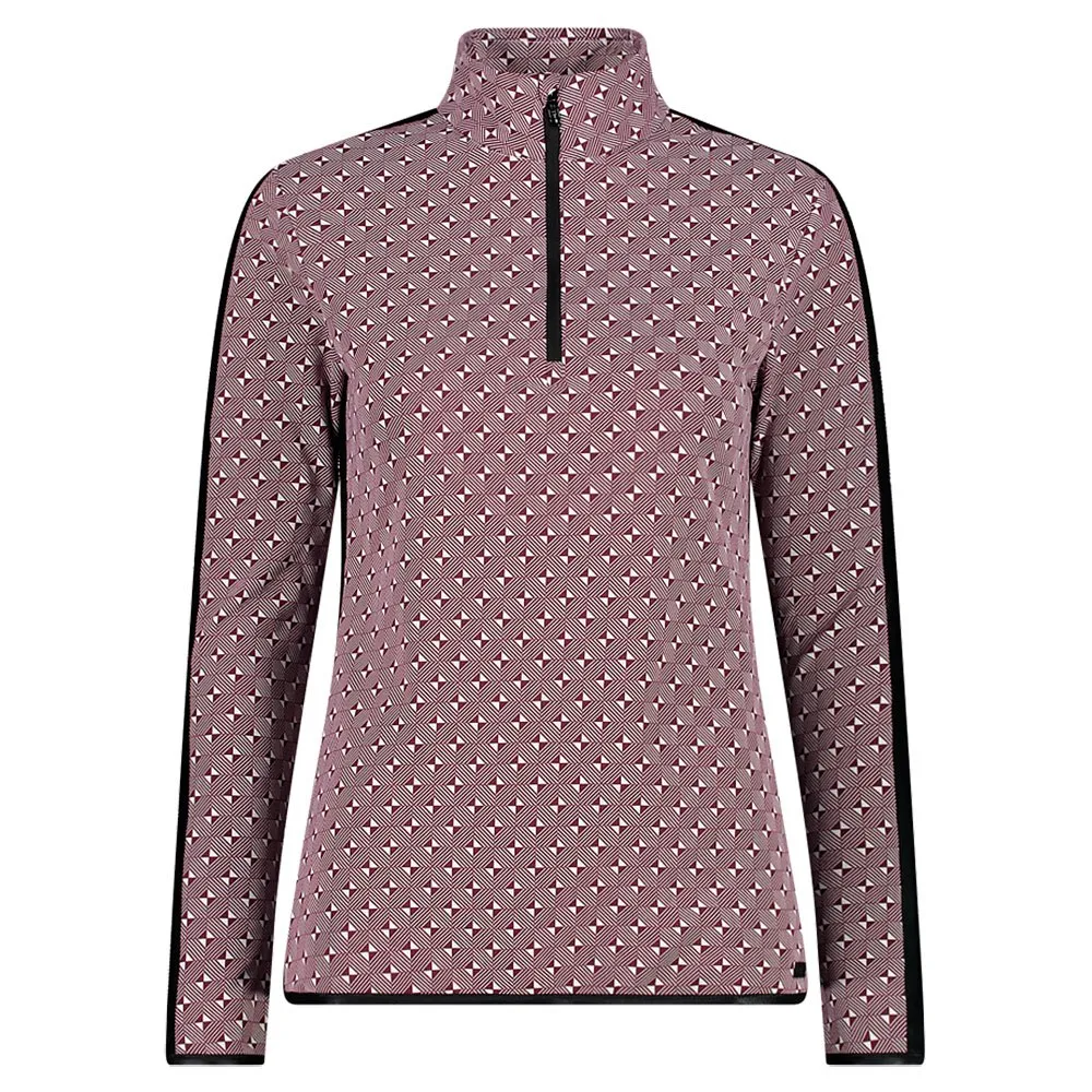 Cmp Printed Sweat 32l0336 Fleece Met Halve Rits Prune