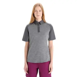 Icebreaker Hike Korte Mouw Poloshirt Gritstone Hthr / Monsoon / Cb