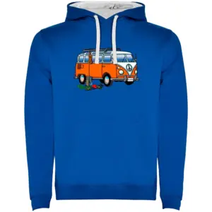 Kruskis Hippie Van Climbing Two-colour Hoodie Blauw