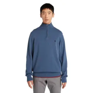 Timberland Williams River Cotton Yd Sweatshirt Met Halve Rits Denim