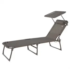 Aktive Opvouwbare Ligstoel Met Parasol Grijs