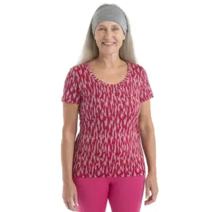 Icebreaker 150 Tech Lite Ii Glaci Cam Merino T-shirt Met Korte Mouwen Crystal / Electronpink / Aop