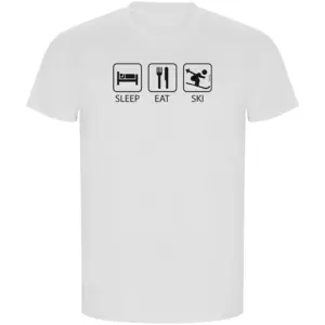 Kruskis Sleep Eat And Ski Eco T-shirt Met Korte Mouwen Wit