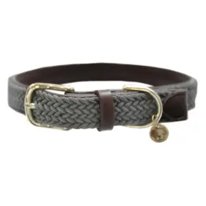 Kentucky Nylon Plaited Hondenhalsband Grijs