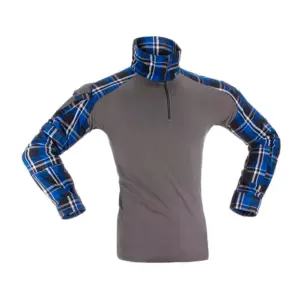 Invadergear Flannel Combat T-shirt Met Lange Mouwen Blauw