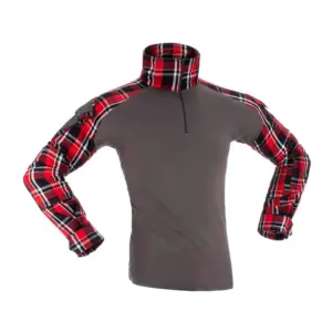Invadergear Flannel Combat T-shirt Met Lange Mouwen Rood