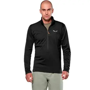 Salewa Puez Cammino Polarlite Fleece Met Halve Rits Zwart