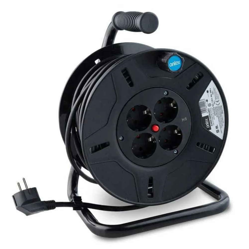 Onlex 4 Sockets 15 M Kabelhaspel Zwart