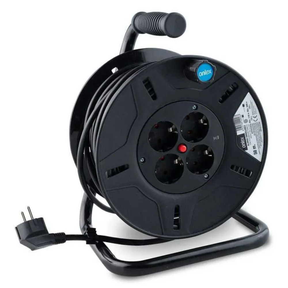 Onlex 4 Sockets 50 M Kabelhaspel Zwart