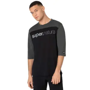 Super.natural Contrast T-shirt Met 3/4 Mouw Zwart