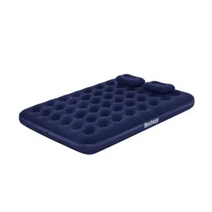 Bestway 67374 Queen Easy Inflate Flocked Airbed 203x152x22 Cm Dubbel Luchtbed Met Ingebouwde Pomp Blauw
