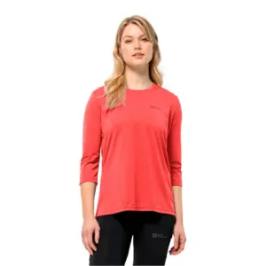 Jack Wolfskin Crosstrail T-shirt Met 3/4 Mouw Rood
