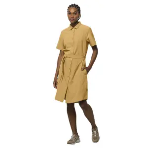 Jack Wolfskin Holiday Midi Korte Mouw Jurk Geel
