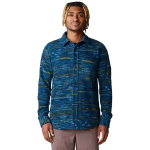 Mountain Hardwear Microchill™ Half Rits Lange Mouw T-shirt Dark Caspian Stria Print